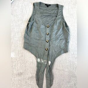 express women’s extra small XS crop tank top tie waist grey gray